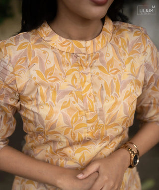 Imperial Mustard Soft Cotton Kurti with Open Slit