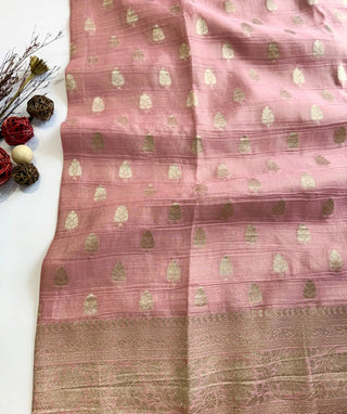 Flamingo Pink Banaras Saree with Zari – Elegant Festive Wear