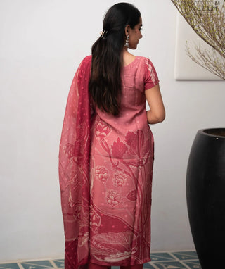 Dusty Cranberry Hand Embroidered Muslin 3 Piece Set
