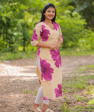 Orchid Sand Cotton Kurti for Women | Everyday Ethnic Wear