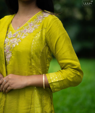 Haldi Aura Muslin Silk 3-Piece Festive Set