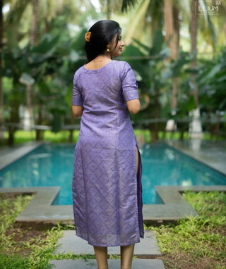 Amethyst Mist Banaras Silk Kurti – Festive Elegance