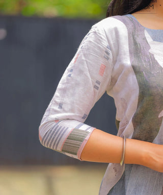 Tinted White Kurti with Multicolor Abstract Print