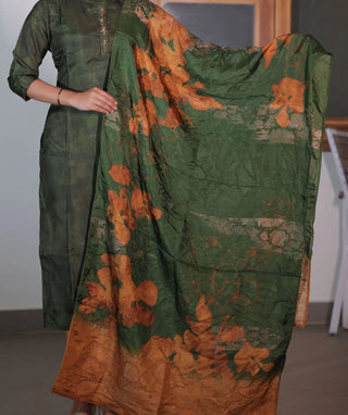 Enchanted Moss Green Hand Embroidered Kurti with Shawl