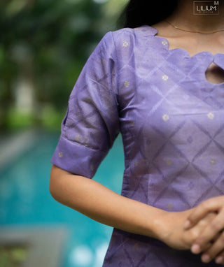 Amethyst Mist Banaras Silk Kurti – Festive Elegance
