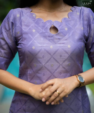Amethyst Mist Banaras Silk Kurti – Festive Elegance