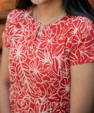 Berry Red Cotton Maxi Dress for Casual Wear