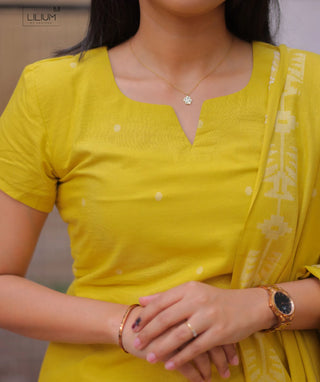 Marigold Glow Handloom Cotton 3 Piece Co-ord Set