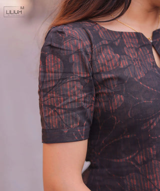 Twilight Floral Handblock Cotton Kurti – Casual Elegance