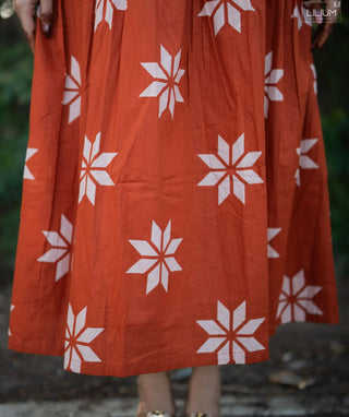 Rust Petal Cotton Maxi Dress with Pockets – Everyday Comfort