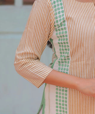 Sage Stripe Cotton Rayon Kurti – Everyday Casual Elegance