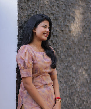 Dusty Rose Mirage Organza kurti for Women