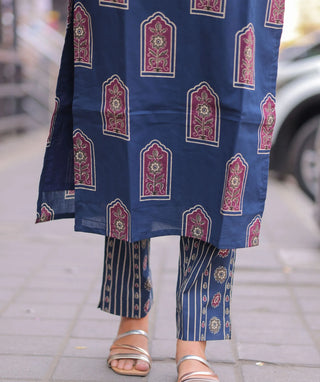 Midnight Sapphire Cotton 3 Piece Set with Pockets