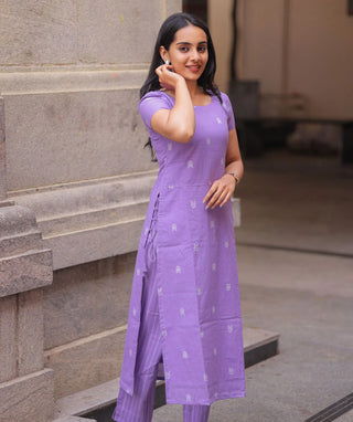 Lilac Mist Handloom Cotton Co-ords with Pockets