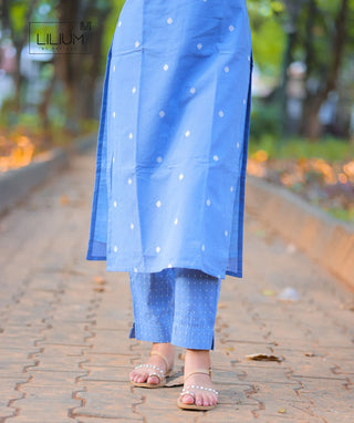 Powder Blue Cotton Handloom Co-ords with Pockets – Casual Chic