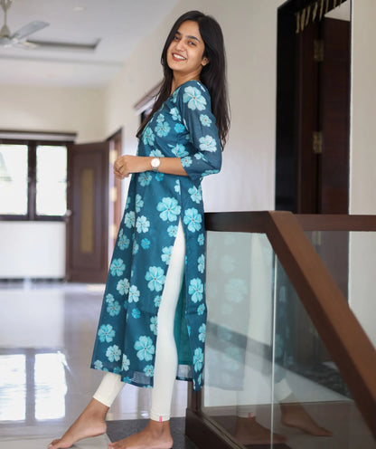 Pine Green Chanderi Kurti - Casual Wear