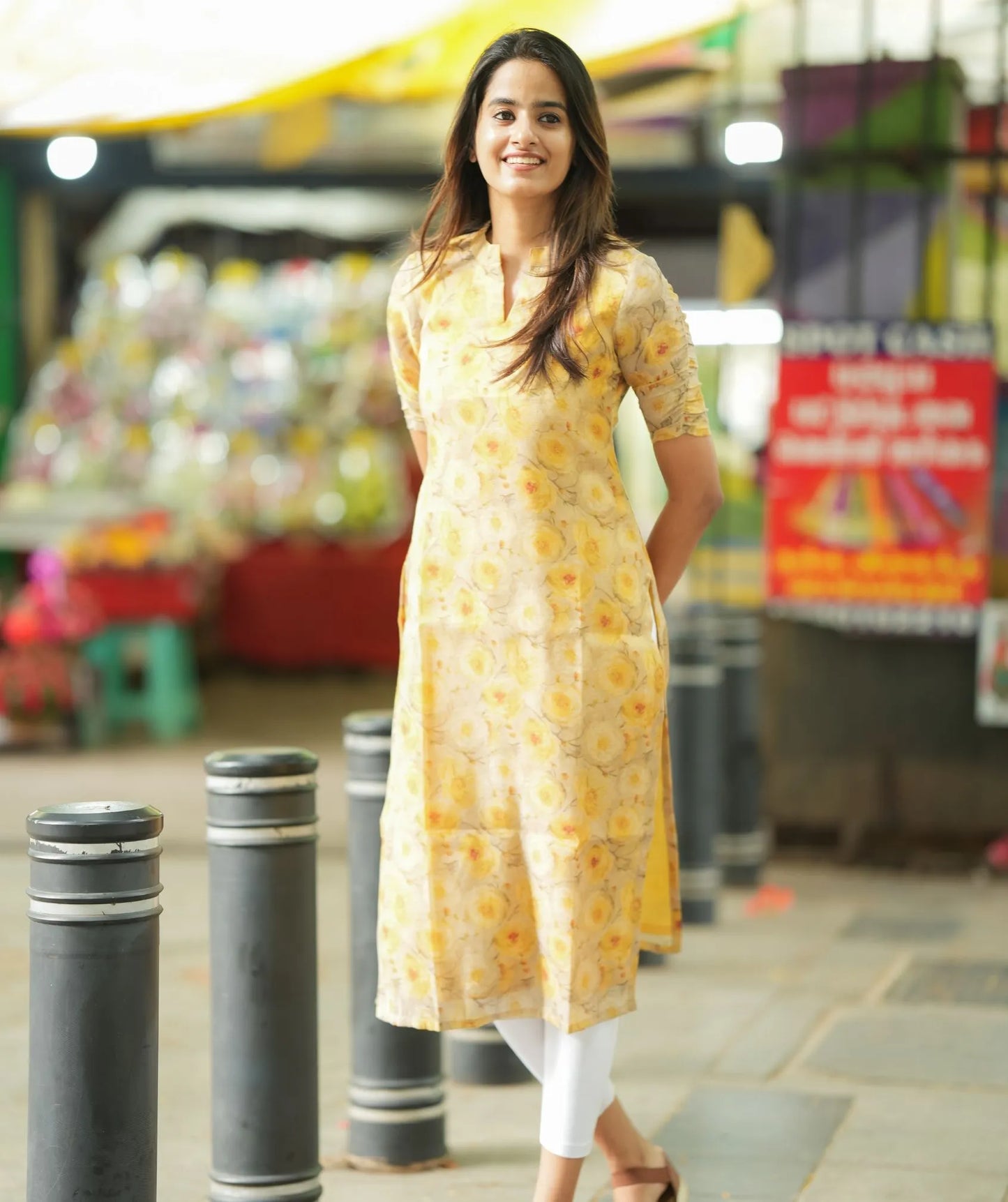 Elegant Dandelion Blossom - Tissue Silk Kurti