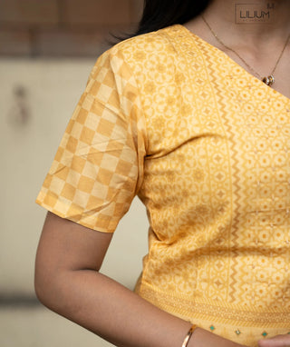 Golden Saffron Cotton 3 Piece Set with Pockets for Women