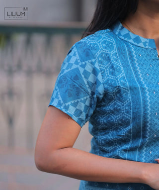 Azure Heritage Cotton 3 Piece Set with Hand Embroidery