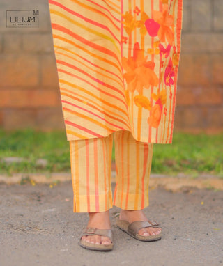 Golden Apricot Bloom Cotton 3 Piece Set for Women