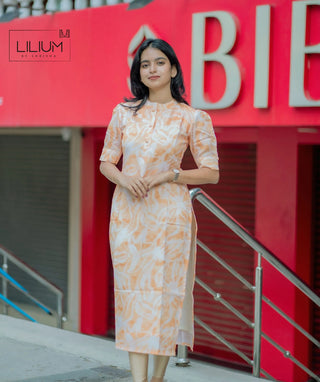 Golden Haze Yellow Viscose Chanderi Casual Kurti – Lined