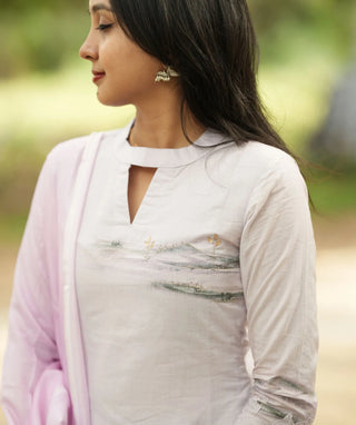 Lilac Dawn Cotton 3 Piece Set for Festive Elegance
