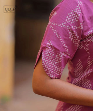 Mulberry Blush Cotton Kurti with Elbow Sleeves
