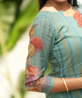 Celadon Royale Muslin 3 Piece Festive Set with Pockets