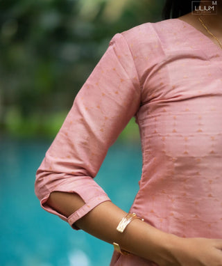 Peony Blush Banaras Silk Kurti – Festive Wear