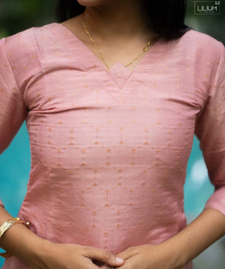 Peony Blush Banaras Silk Kurti – Festive Wear