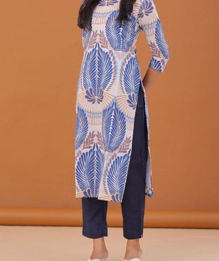 Midnight Blue Linen Cotton Ready-to-Wear Bottom with Pockets