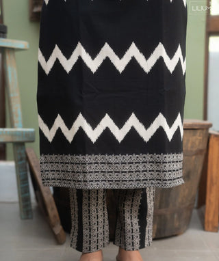 Black Noir Sandstone Cotton Co-Ord Set with Pockets