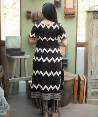 Black Noir Sandstone Cotton Co-Ord Set with Pockets