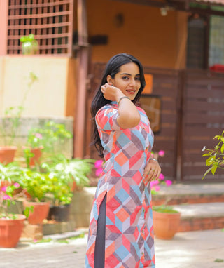 Spectrum-Hued Cotton Kurti –  Casual Wear