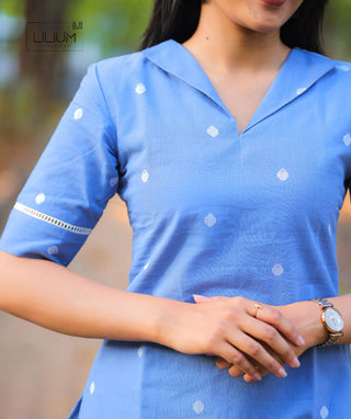 Powder Blue Cotton Handloom Co-ords with Pockets – Casual Chic