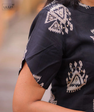 Noir Heritage Printed Co-ord Set in Siberian Tussar