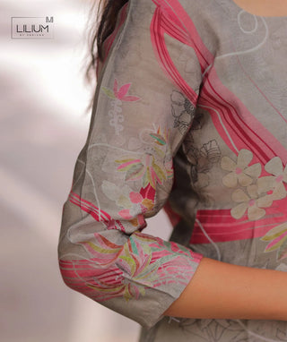 Misty Rosewood Muslin 3/4 Sleeve Cotton Kurti