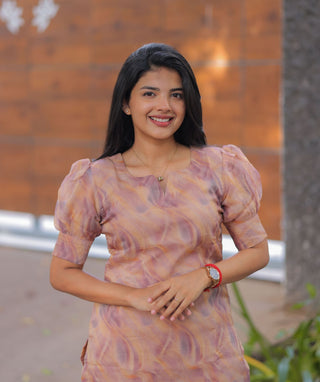 Dusty Rose Mirage Organza kurti for Women