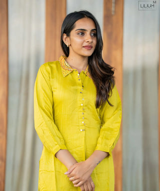 Golden Zest Muslin Co-ord Set with Pockets – Trendy Casual