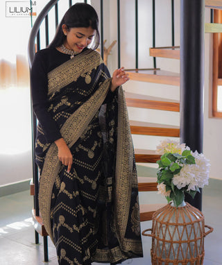 Banarasi Georgette Saree in Midnight Charm