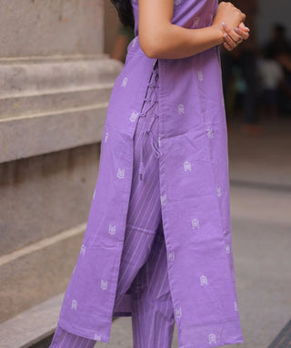 Lilac Mist Handloom Cotton Co-ords with Pockets