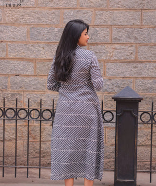 Moonstone Ash Cotton A-Line Kurti with Pockets – 3/4 Sleeve