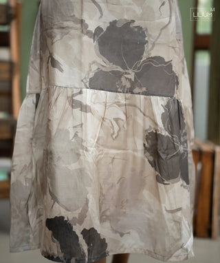 Calm Blossom Muslin Maxi Dress with 3/4 Sleeves & Pockets
