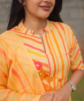Golden Apricot Bloom Cotton 3 Piece Set for Women