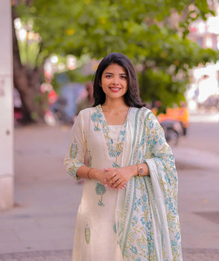 Moonstone Cotton 3-Piece Set in Teal Bloom Print