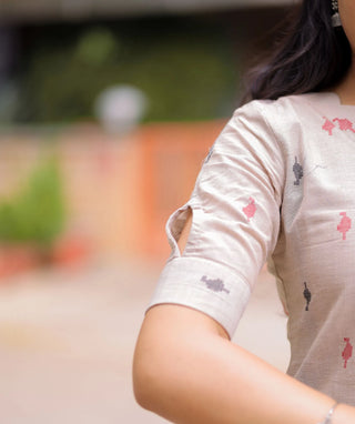 Royal Beige Handloom Cotton Coords Dress | Casual 44"