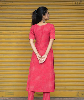 Petal Pink Handloom Cotton Co-Ord Set with Pockets