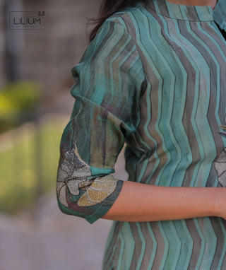 Sage Teal Muslin Kurti with 3/4 Sleeves