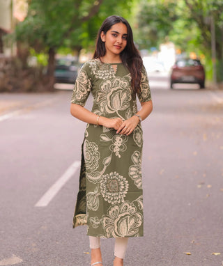 Forest Whisper Cotton Kurti – Minimalist Daily Wear