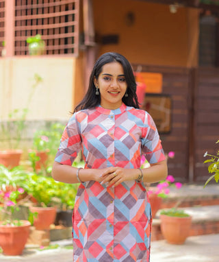 Spectrum-Hued Cotton Kurti –  Casual Wear